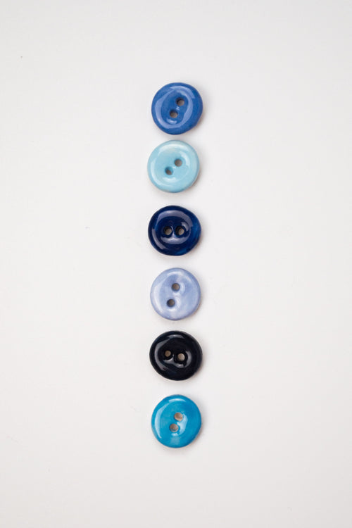 13mm Handmade Ceramic Button Set｜Blueness