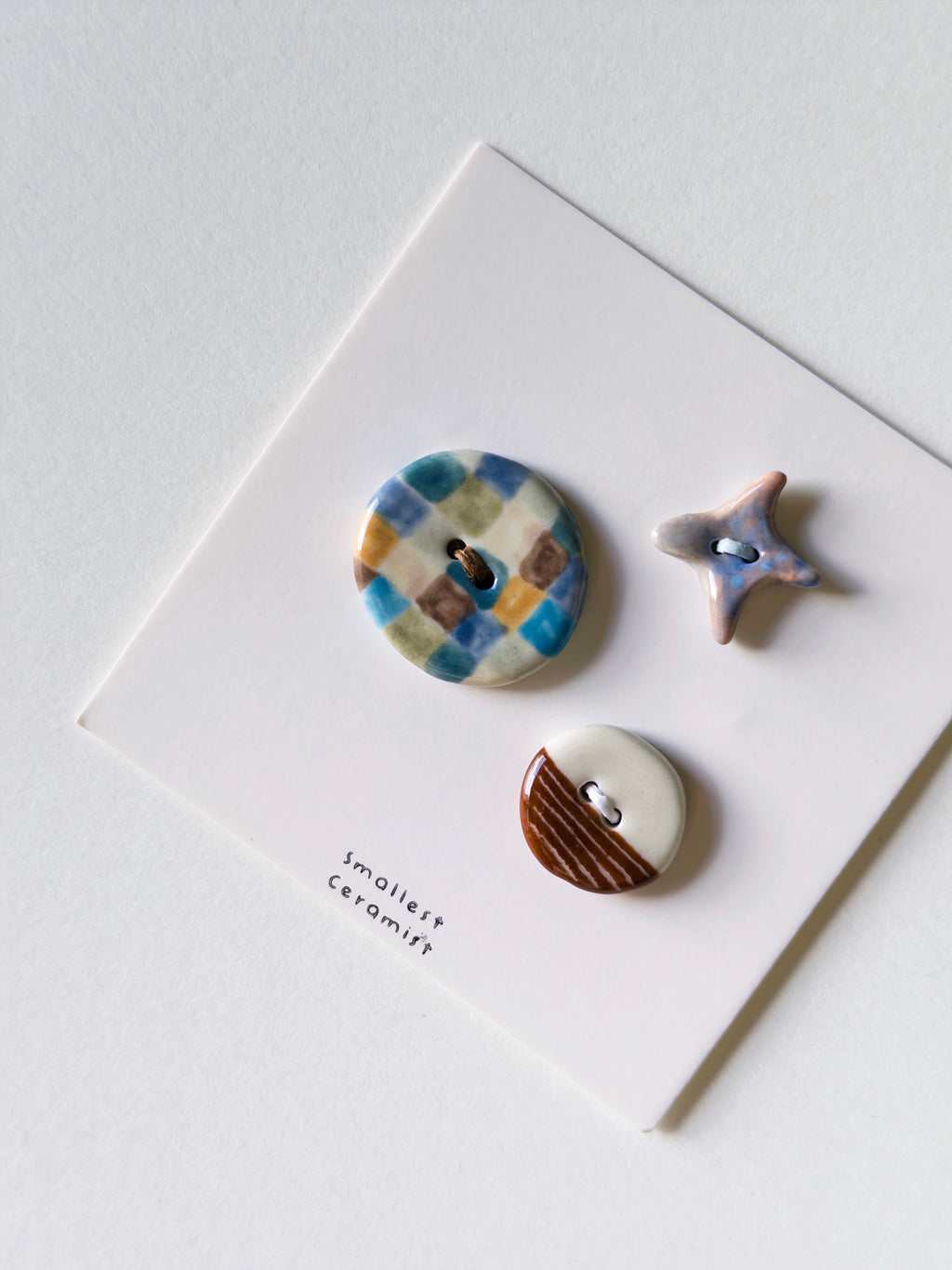 Handmade Ceramic Button Set｜Wave
