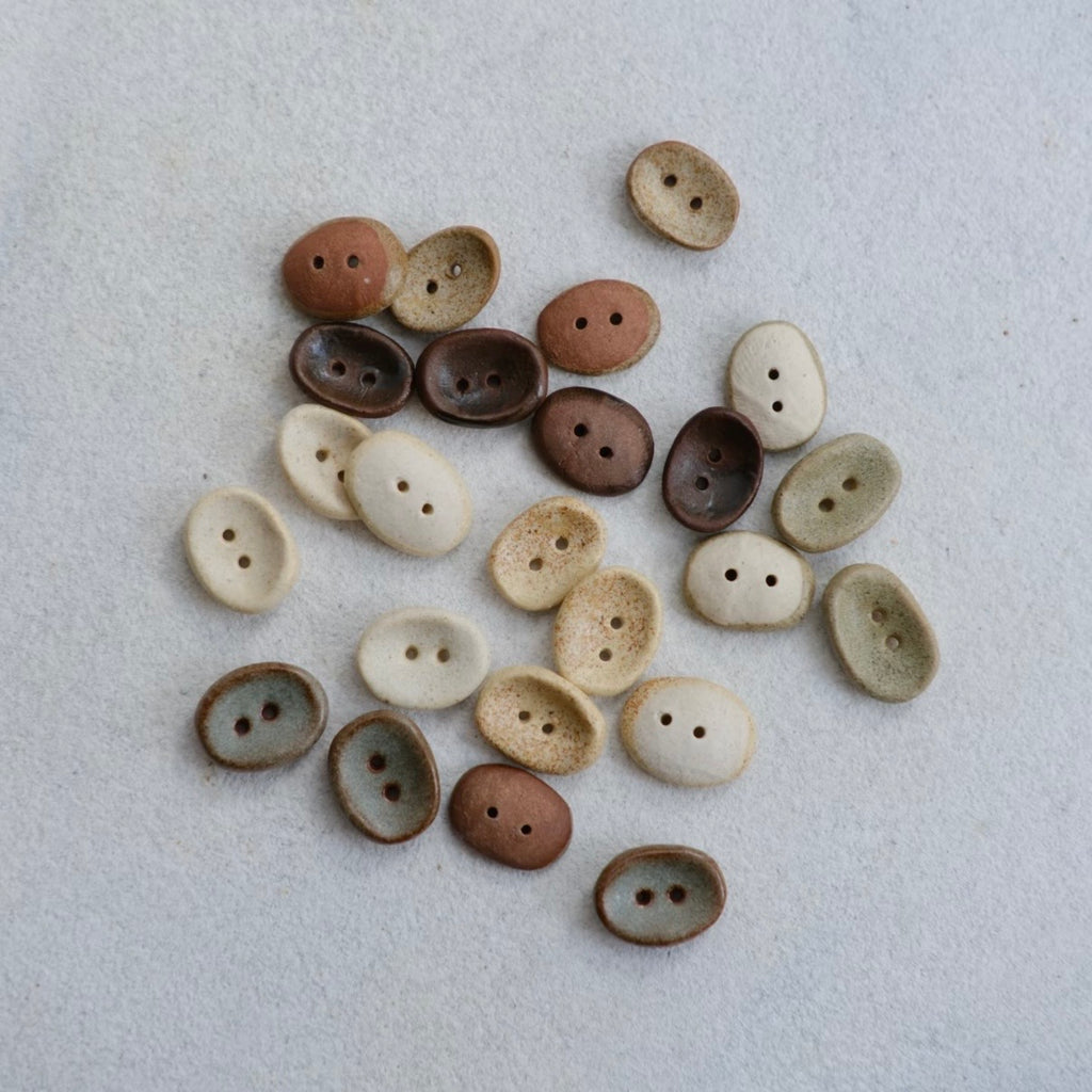 14mm Handmade Ceramic Button Set｜Slate